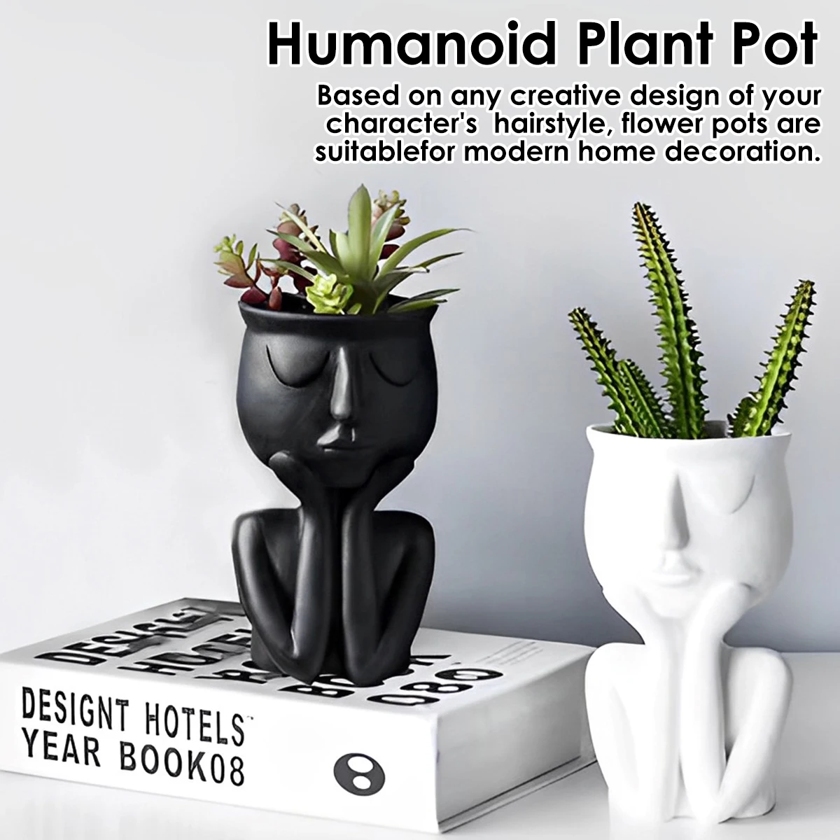 

Humanoid Flower Pots Cute Human Shaped Planter Drainage Resin Flower Pots Decorative Succulent Planter Creative Flower Pot Plant