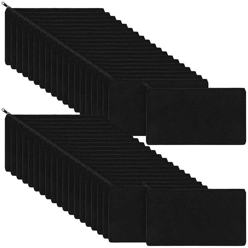 

Для женских косметических черных сумок, холщовые сумки, школьные сумки ручной работы, дорожные сумки-карандаши на молнии, 40 холщовых шт., пус...