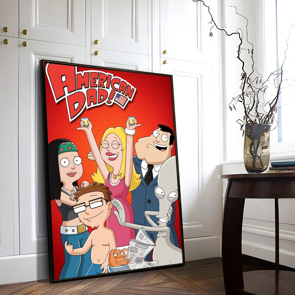 Забавный а-американский мультфильм D-Dad самоклеящийся художественный постер