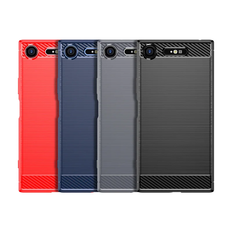 

For Sony Xperia XZ1 XZ2 XZ3 XA1 Plus TPU Case Phone Protective for Xperia XA1Plus Brushed Carbon Fiber Shockproof Soft Case
