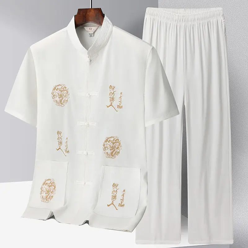 Китайский костюм Тан с воротником-стойкой повседневная одежда Kong Fu мужская