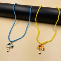 2022 new fashion women bohemian cute colorful heart mushroom pendant beads chain necklace women summer mushroom pendant necklace