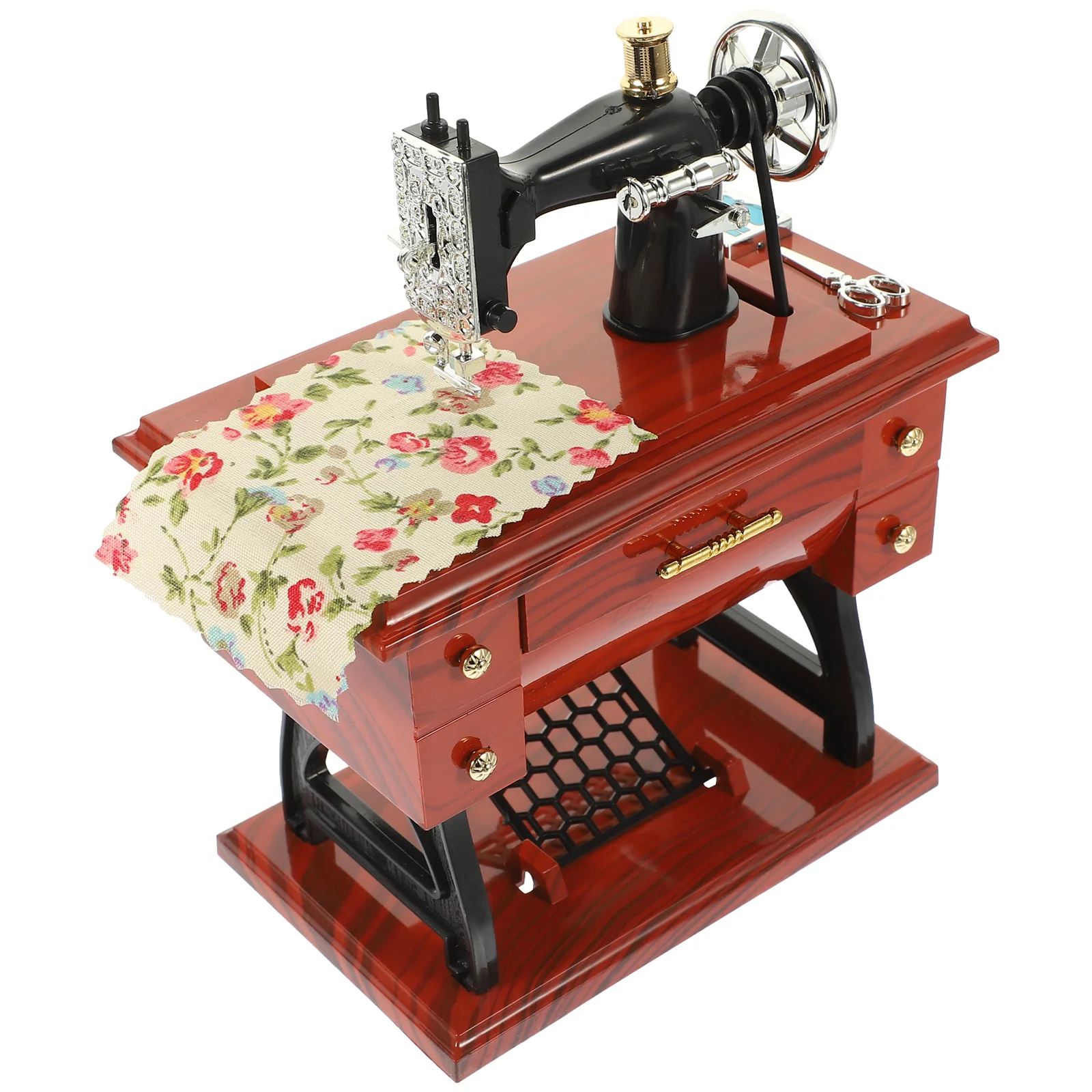 

Music Machine Box Sewing Vintage Sartorius Mini Musical Toy Decor Simulation Sweing Model Cranked Hand Mechanism Statue Retro