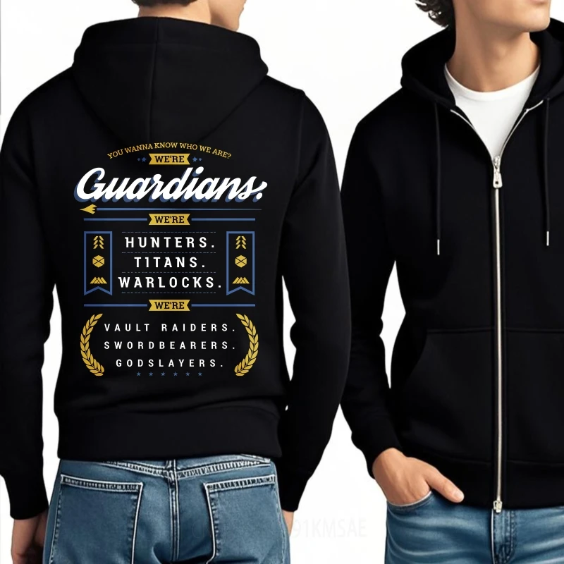 Фото Сплошной цвет для мужчин Осенняя толстовка с капюшоном You Wanna Know Who We Are Were Guardians Were Hunters Titans Warlocks Were Vault №1