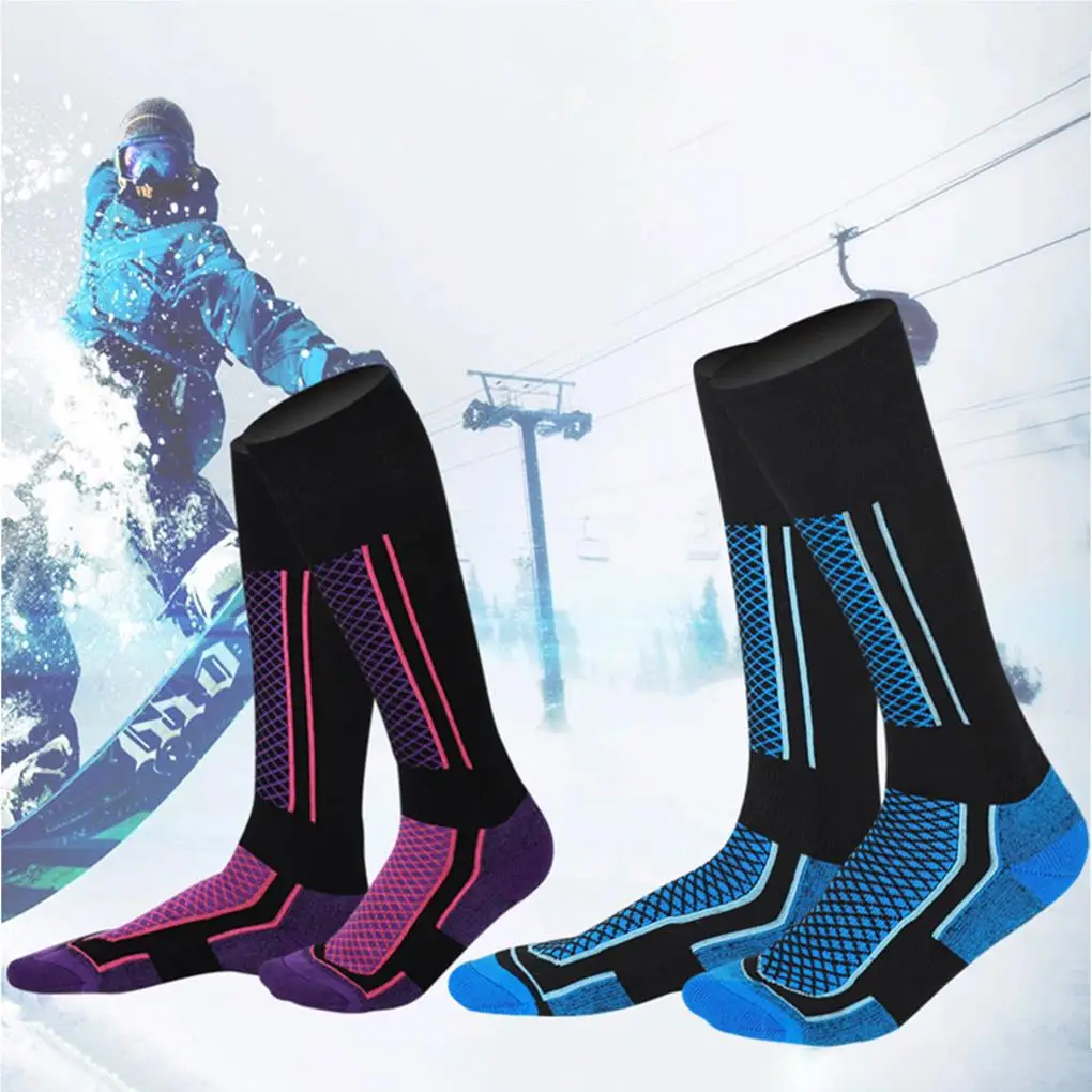 

1 Pair Ski Socks Winter Supplies Foot Warmer Unisex Gray Fine Workmanship Compact Size Adult Thicken Design Non-slippery