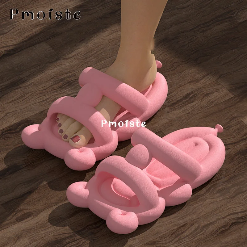 

Тапки женские с мультяшным животным, мягкие Нескользящие, летние шлепанцы для пляжа, Уличная обувь, 2023