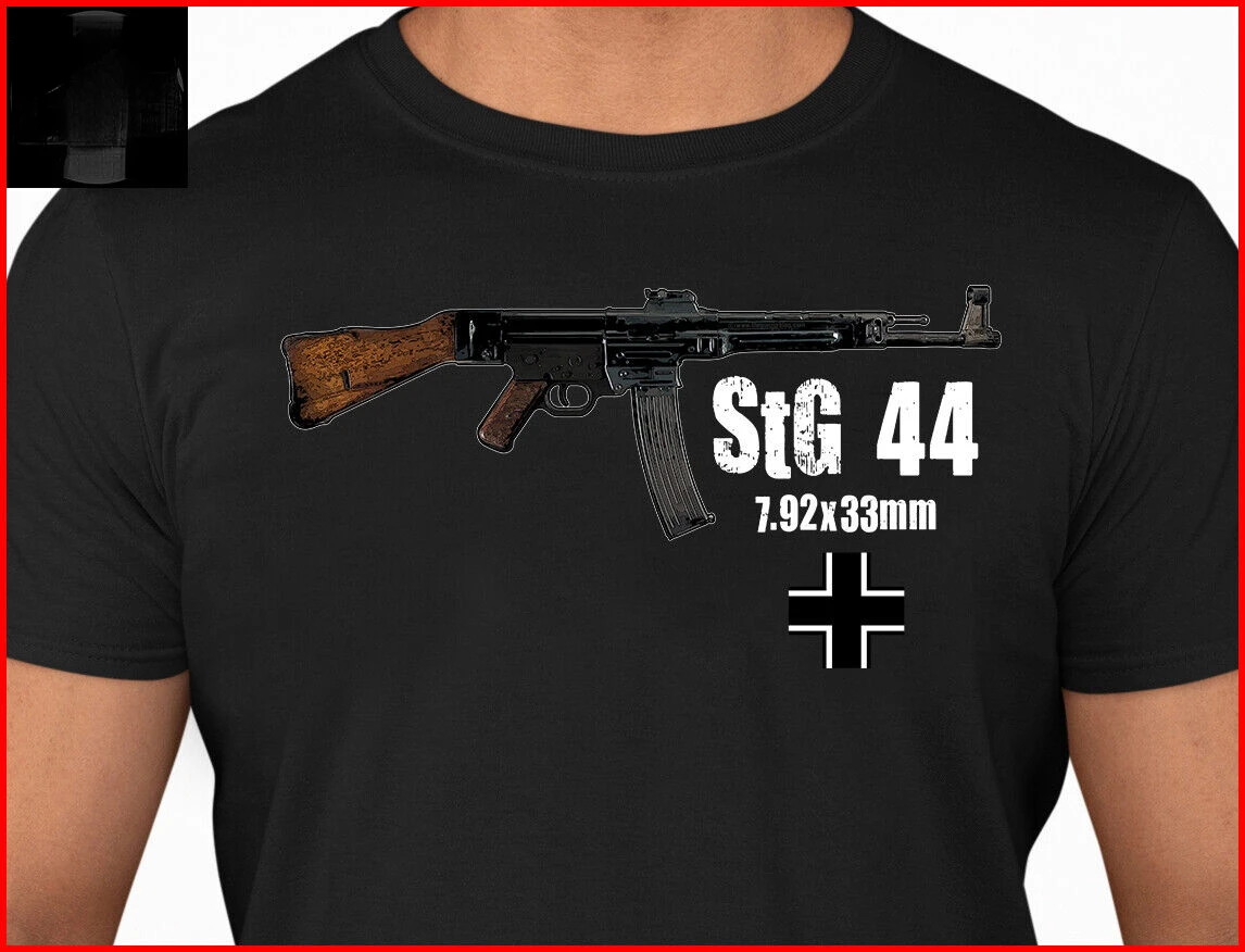 Sturmgewehr 44 немецкая футболка StG времен Второй мировой войны 100% хлопок с круглым