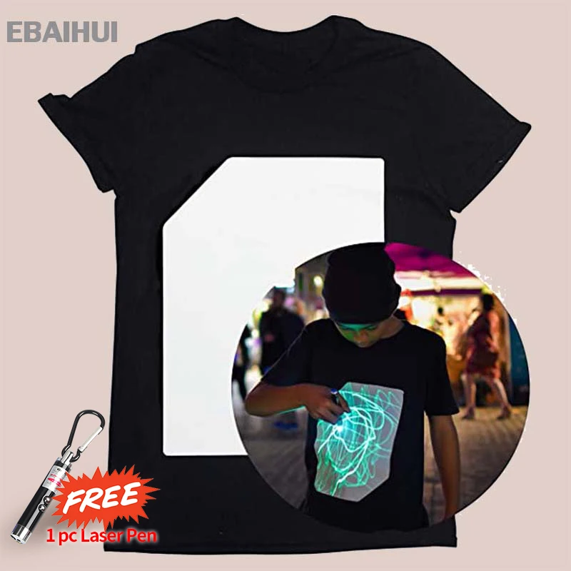 

EBAIHUI Illuminated Tshirts Interactive Glow Men T Shirt In Dark T-Shirt Graffiti Painting Luminous Shirts Kids Gift T-shirts