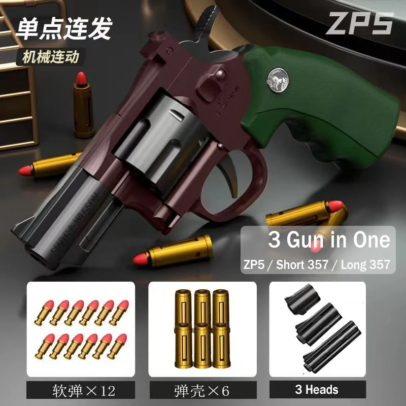 

3 IN 1 Automatic Burst ZP5 Revolver Pistol Soft Dart Bullet Launcher Toys Gun CS Outdoor Weapon Shooter For Kids Adult Gift