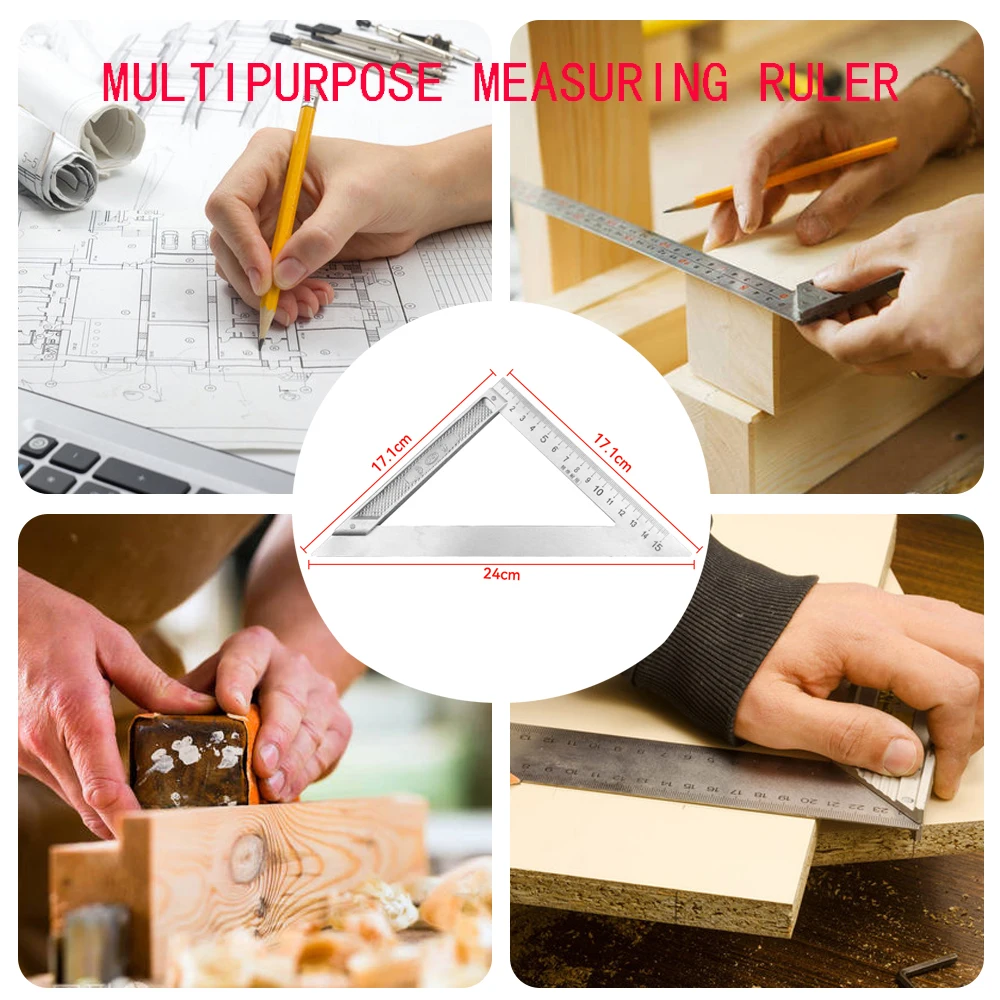 

Измерительная линейка из нержавеющей стали, 15/30 см, многофункциональные инструменты 90 градусов, подходит для деревообработки, мастерской, линейка для рисования