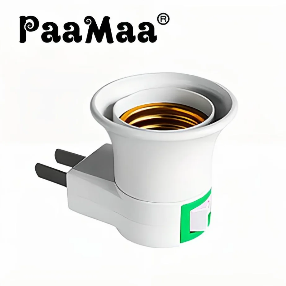 

PaaMaa E27 LED Light Male Sochet Base Type To AC Power 220V EU Plug Lamp Holder Bulb Adapter Converter With ON OFF Button Switch