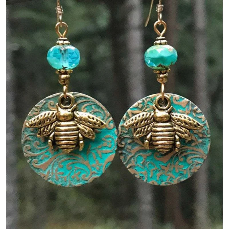 Серьги в богемном стиле ретро с разделением цветов двухслойные серьги