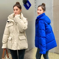 winter tooling hooded cotton padded jacket womens 2022 korean version candy color loose warm down padded jacket