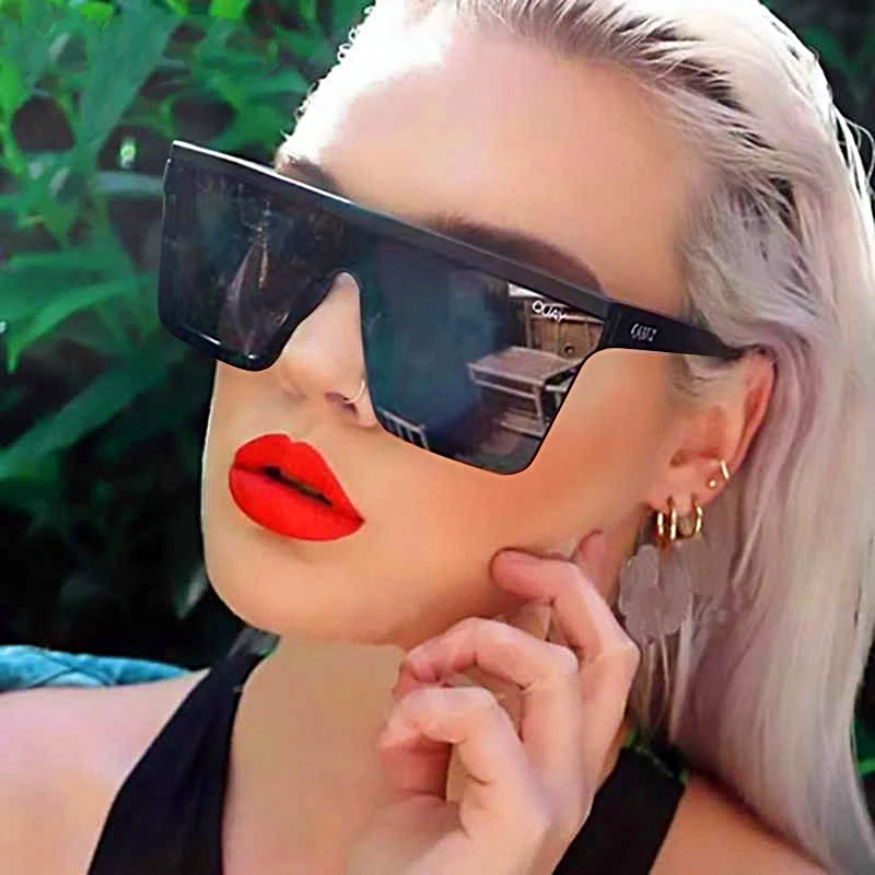 Quay Square Sunglasses for Women Oversized Flat Top Sunglasses Women Brand Eyewear Accessories Travelling Ladies Shades Oculos