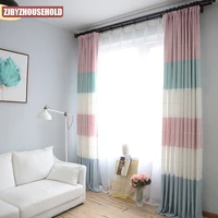simple modern mediterranean style fashion geometric pattern striped curtains for living room bedroom