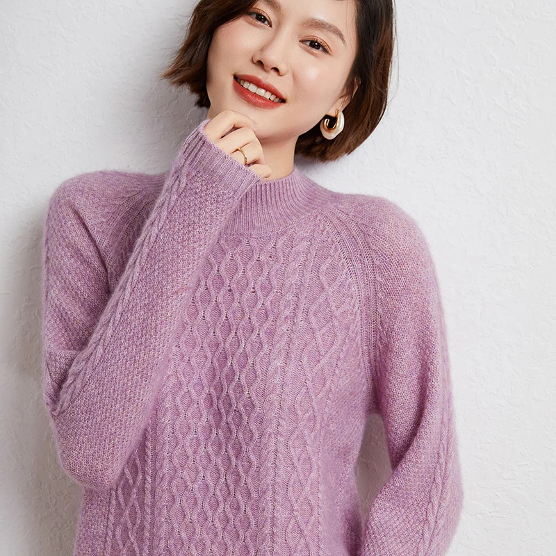 2022 100% Goat Cashmere Knitted Pullover New Fashion Women Casual Sweater Clothes Best Quality Female Jumpers Tops Traf SDM