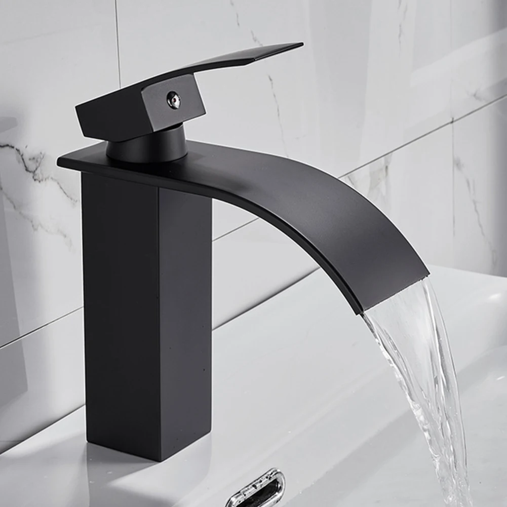 

One Hole Sink Faucet Bathroom Basin Faucet Waterfall Deck Mounted Cold And Hot Water Mixer Tap Brass Kitchen Accessories