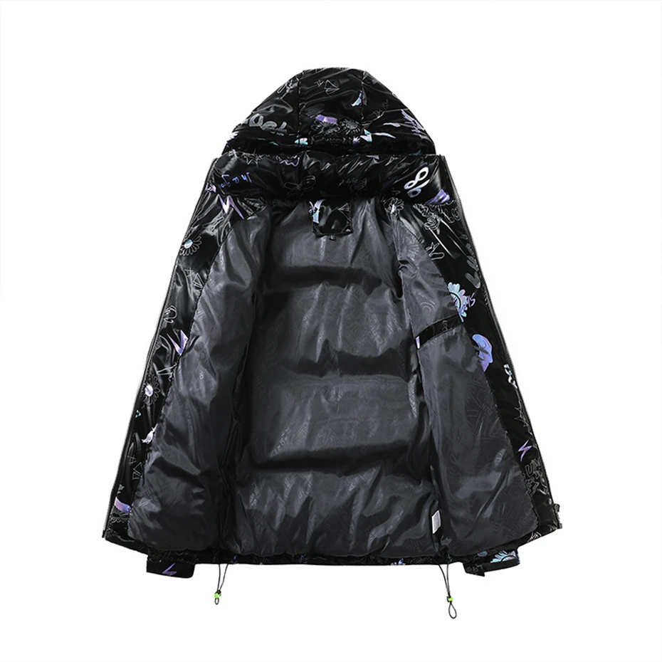 Winter Padded Jacket Men Parkas Winter Thick Jackets Hip Hop Streetwear Parkas Warm Coats Male Outdoor Outerwear Fashion Print