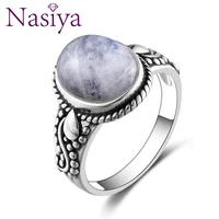 new fashion oval high quality natural moonstones rings for men women silver color trendy jewelry wholesale dropshiping gifts