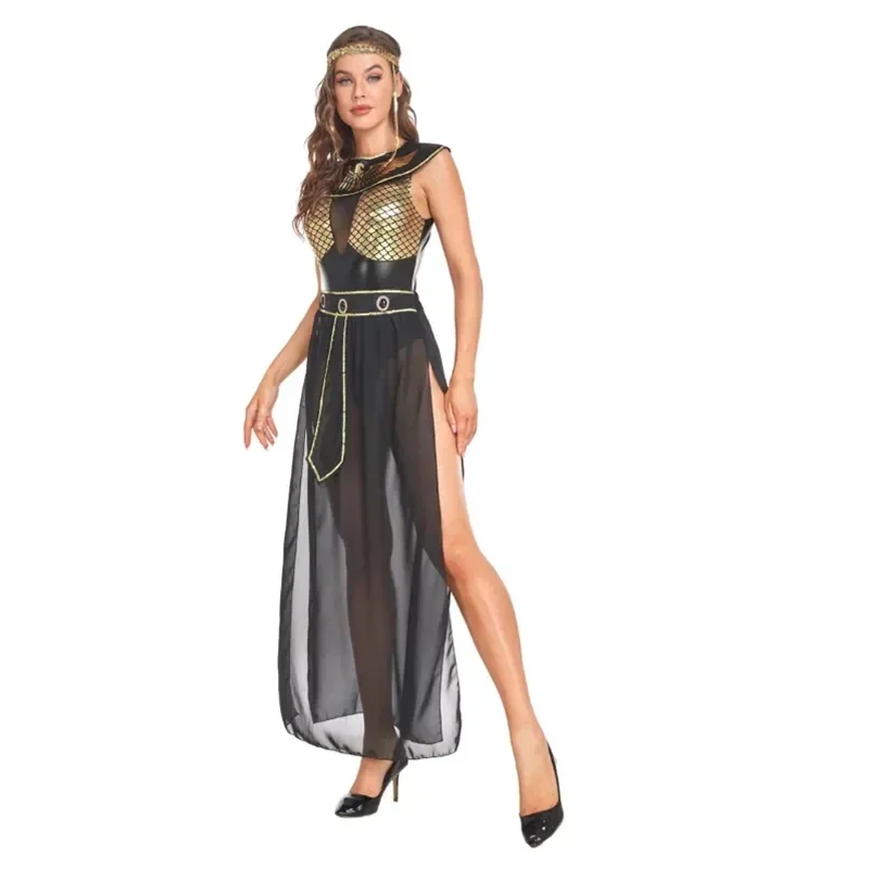 Medieval Queen Cleopatra Costumes for Adult Women Ancient Egyptian Pharaoh Cosplay Clothing Halloween Egypt Princess Fancy Dress