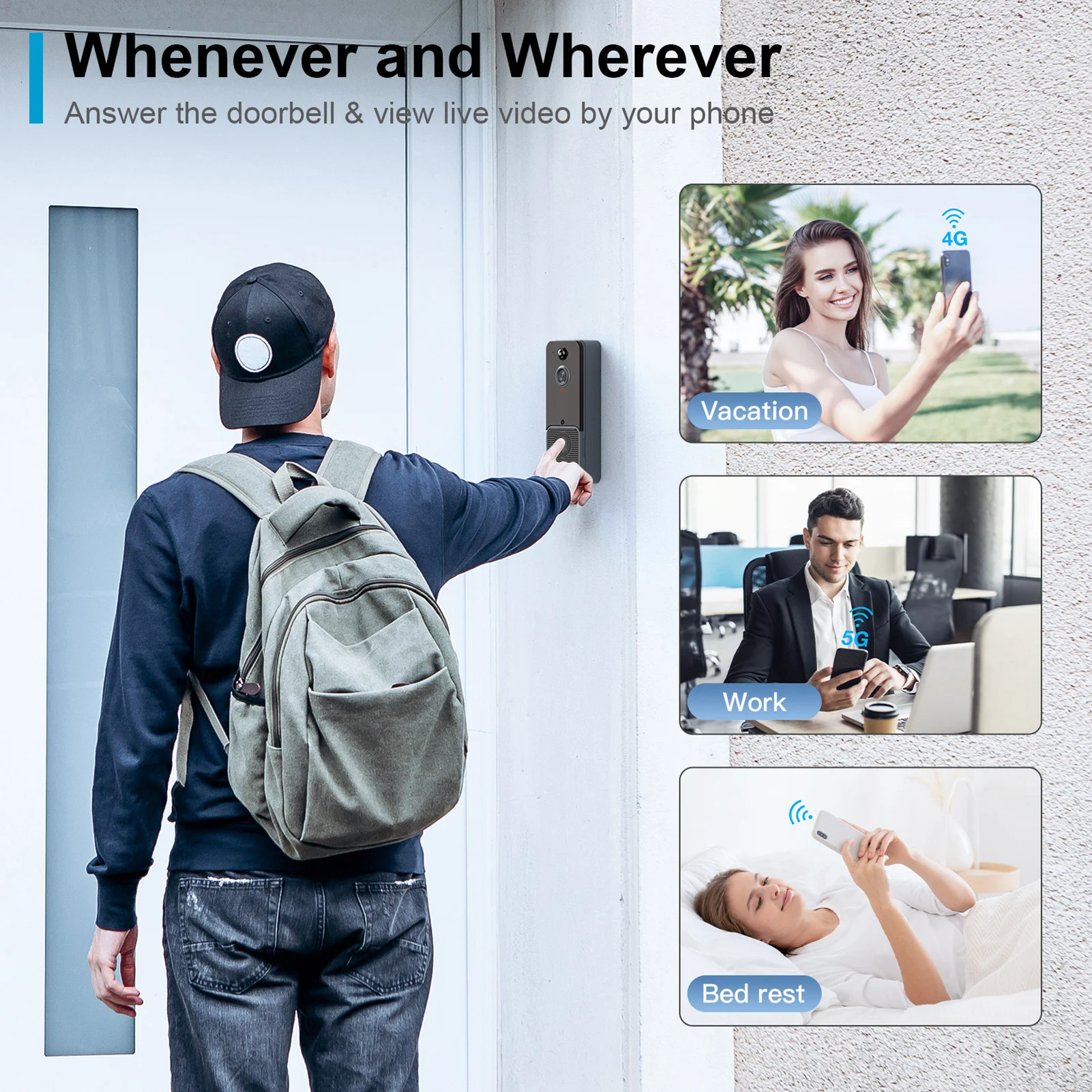 

Elderly Pagers Doorbell No Crosstalk IP65 Rainproof Bell Smart Video Doorbell Camera