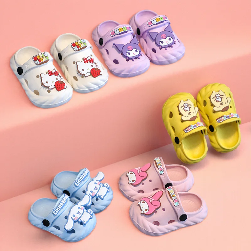 MyMelody Kuromi Cinnamoroll детские тапочки мягкие удобные нескользящие домашние летние на
