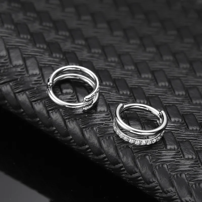 ASTM F136 титановое кольцо для пирсинга в носу циркониевое откидное сегментное