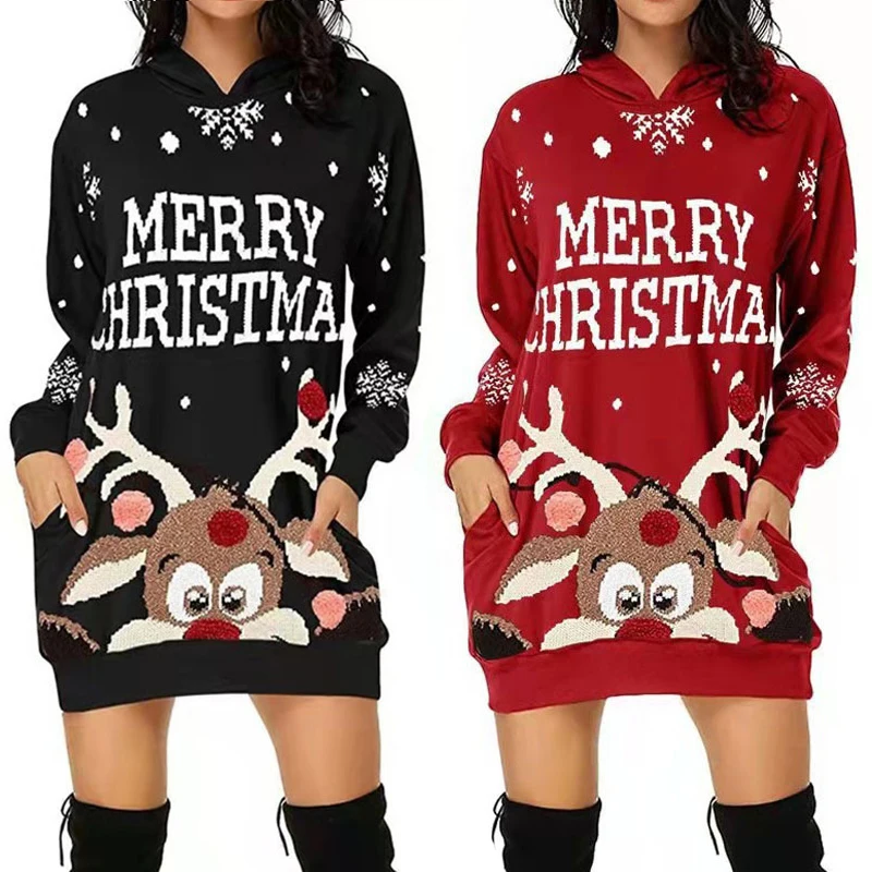 

Женское короткое платье с капюшоном и длинным рукавом, 5 цветов