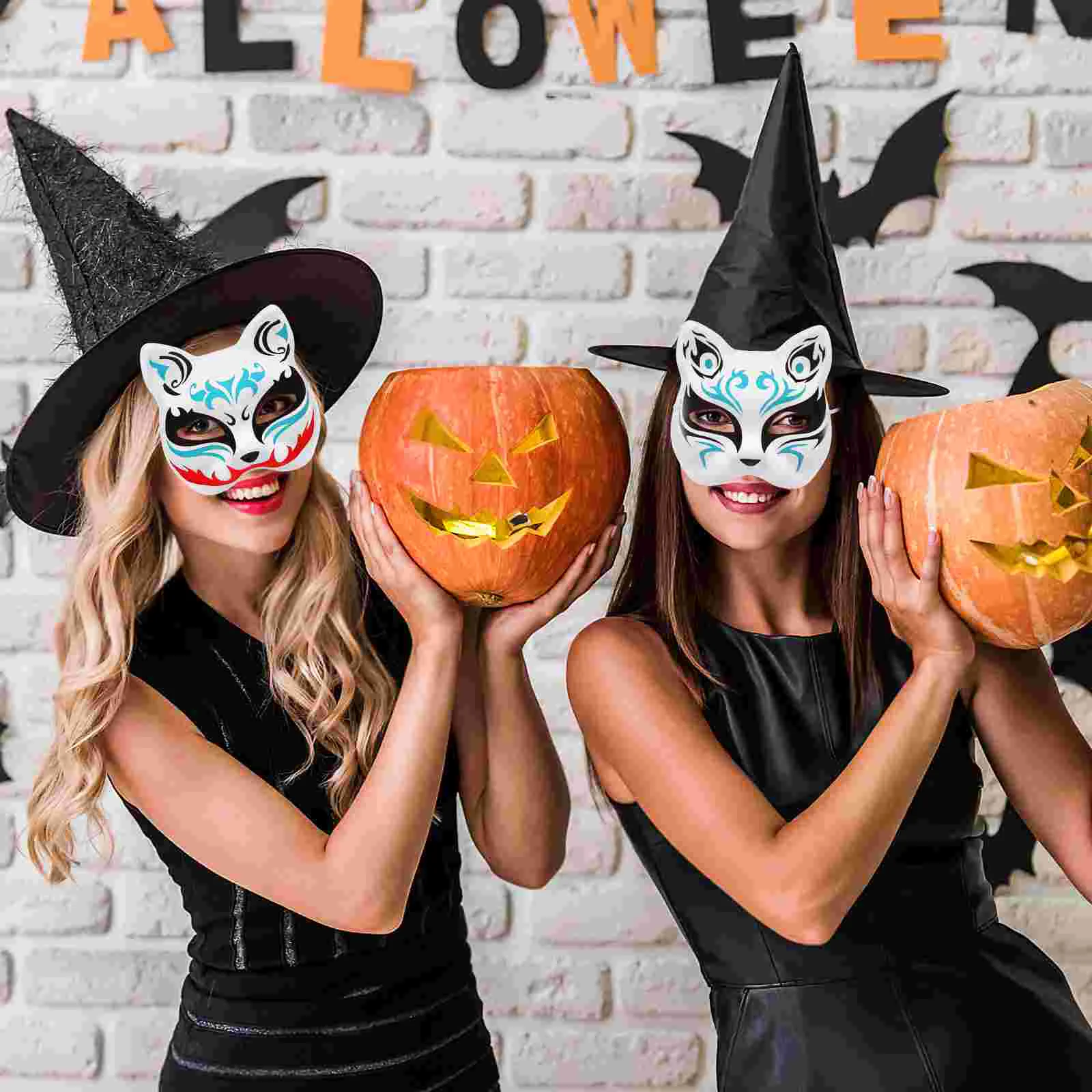 Фото 6 Pcs Masquerade Mask Wolf Blank Halloween Crafts DIY Paintable Masks White Paper Man Apparel №5