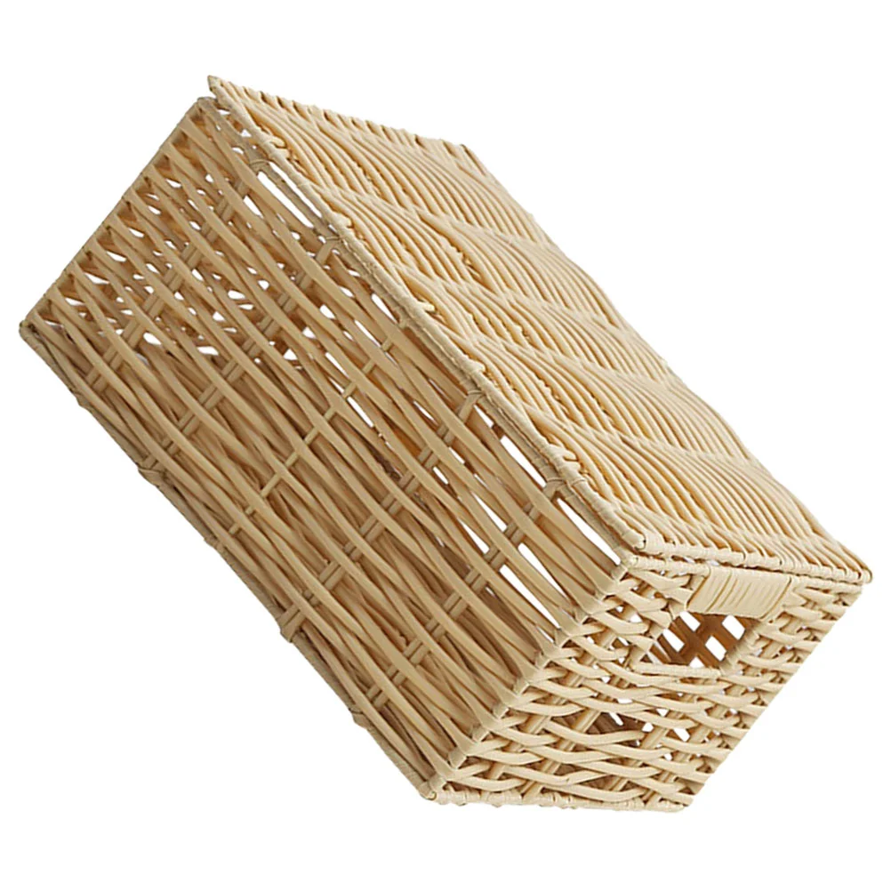 

1Pc Storage Baskets Imitation Rattan Woven Baskets Storage Boxes (Beige)
