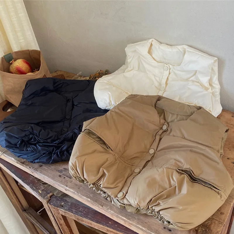 

deer jonmi 2022 New Winter Children Cotton-padded Waistcoats Korean Style Sleeveless Coats Toddlers Kids Thicken Warm Vests