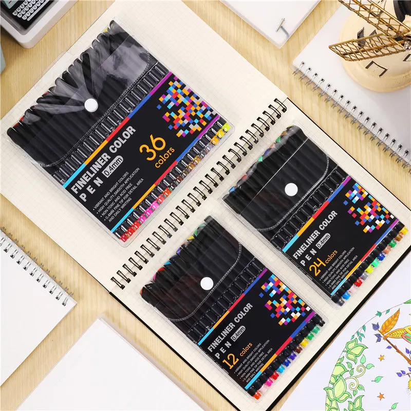 

12/24/36/48/60/100pcs Color 0.4mm Micron Fineliner Pen Felt Tip School Office Supplies Set Drawing Sketch Art Marker