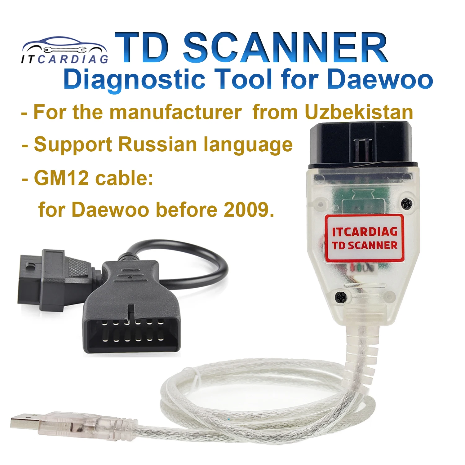 Диагностический сканер ITCARDIAG TD для Daewoo надписей/Nubira I/leganzia/Lanos/Matiz русская версия