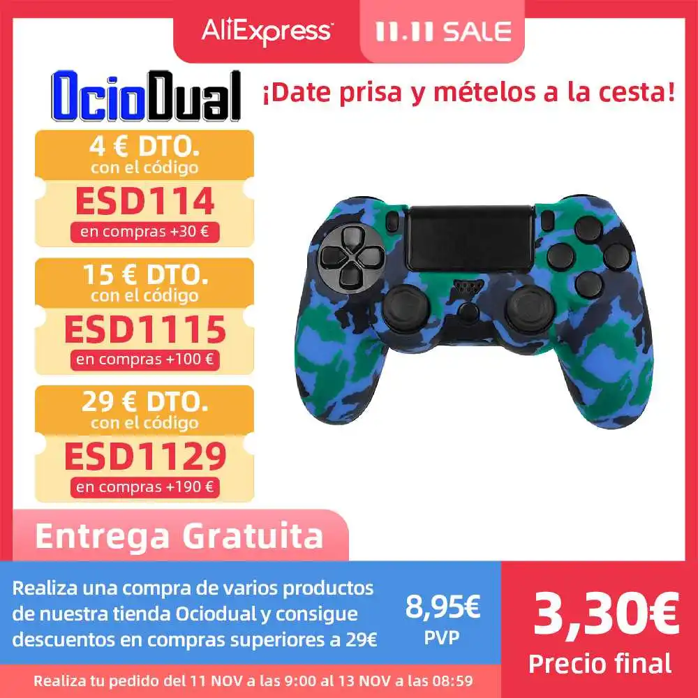OcioDual силиконовый чехол для sony PS4/Slim/Pro Dualshock синий камуфляж Игровые приставки