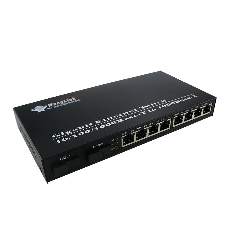 Wanglink Fiber Media Converter 2 Fiber + 8 Ethernet Ports Optical Transceiver/Fiber Converter