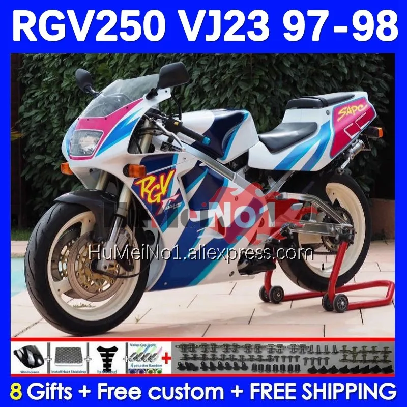 

Bodys Kit For SUZUKI RGVT250 SAPC RGV 250 VJ23 97-98 42No.194 RGV-250 VJ 23 RGVT-250 RGV250 97 98 1997 1998 Fairing Blue White