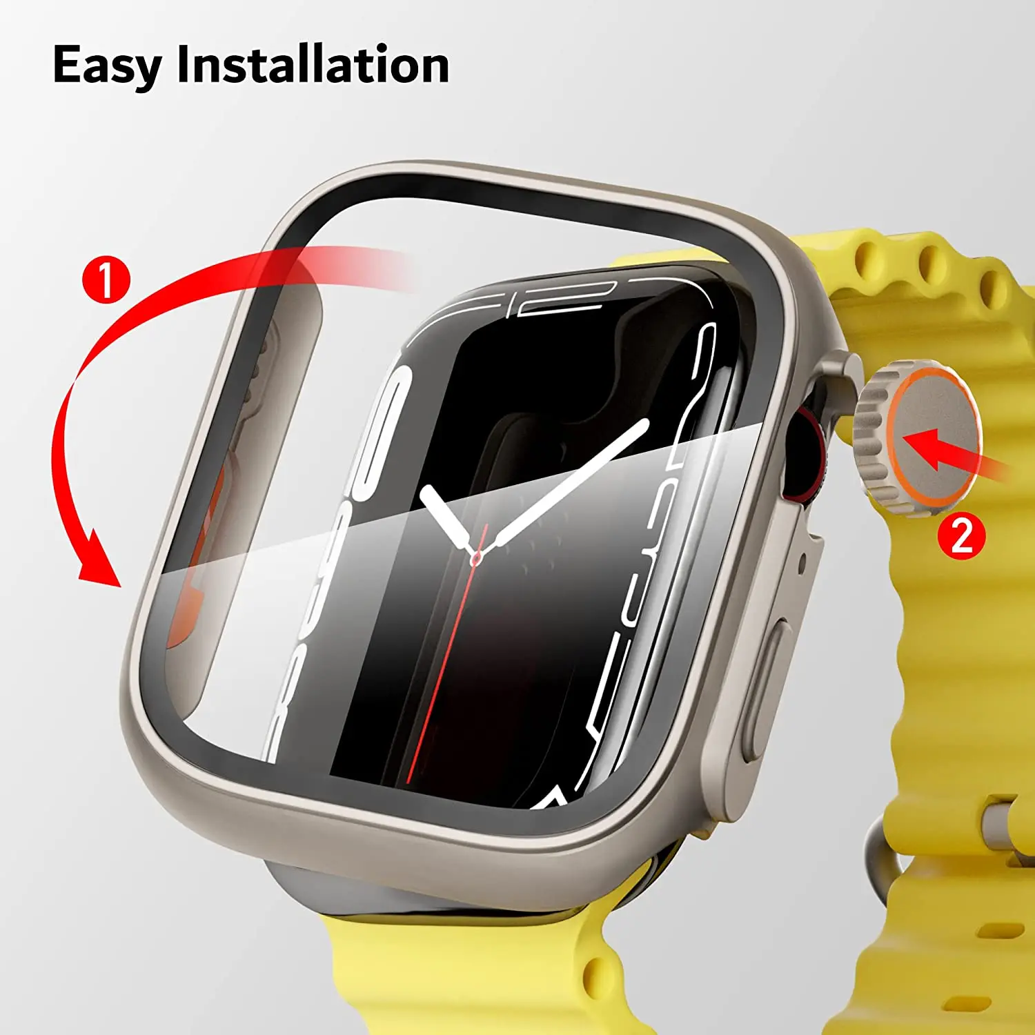 Glass+Case for Apple Watch 8 7 45mm 41mm 44mm 40mm Screen Protector Cover Change Ultra Bumper iWatch Series 4 se 5 6 Accessories