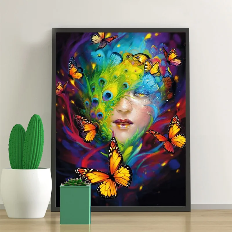 

Новинка DIY бабочка девочка гостиная без рамки украшение для дома подвесная картина паста сверло кирпич и каменная вышивка