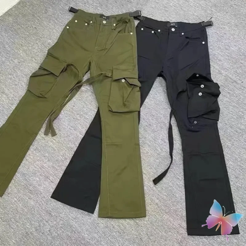 Функциональные брюки с ремешком High Street Vujade зеленые черные повседневные прямые