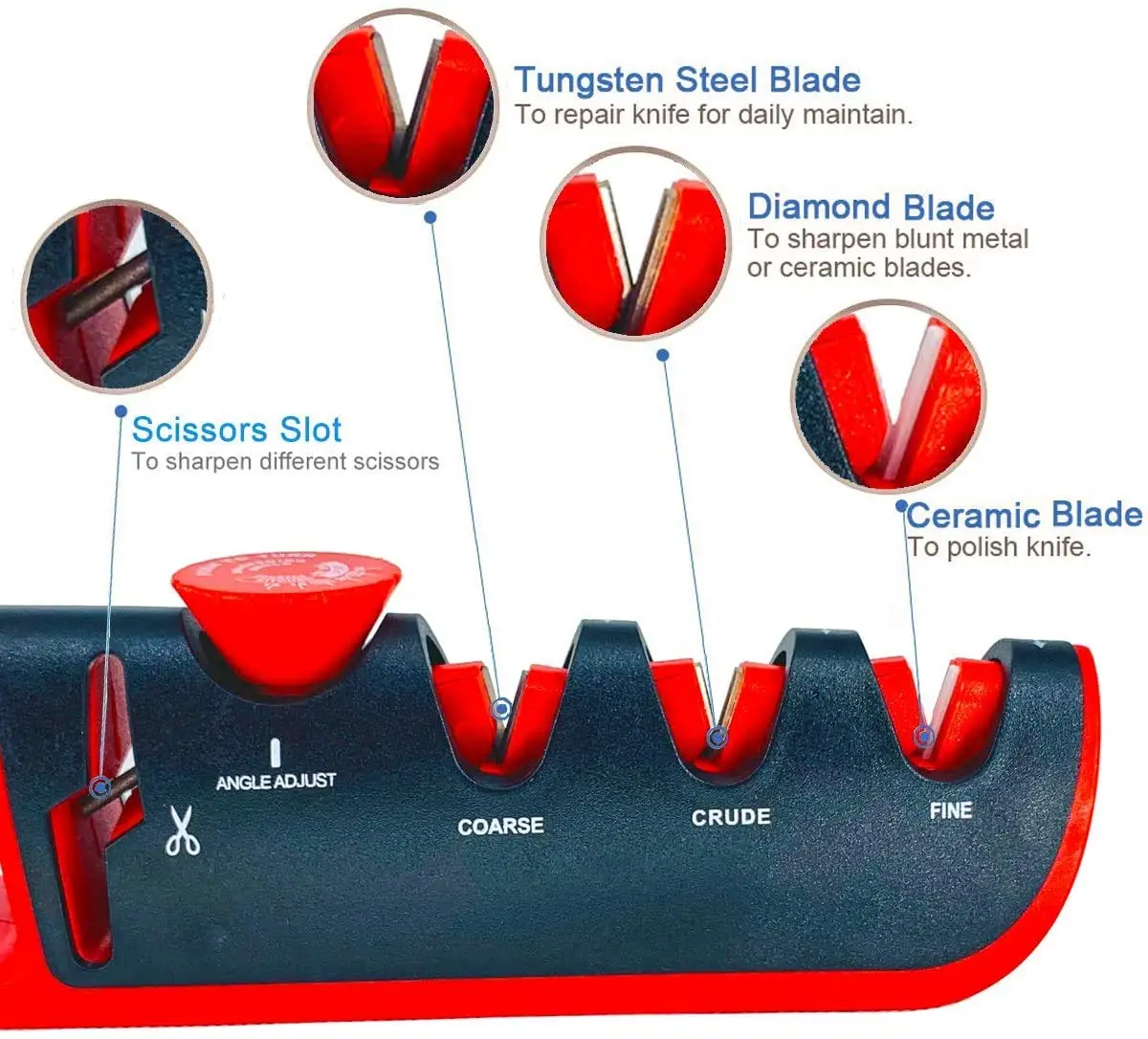 Profesjonalna ostrzałka do noży 4 w 1 z regulowanym kątem Kamień ostrzący węglika wolframu szybkiego ostrzenia kuchni