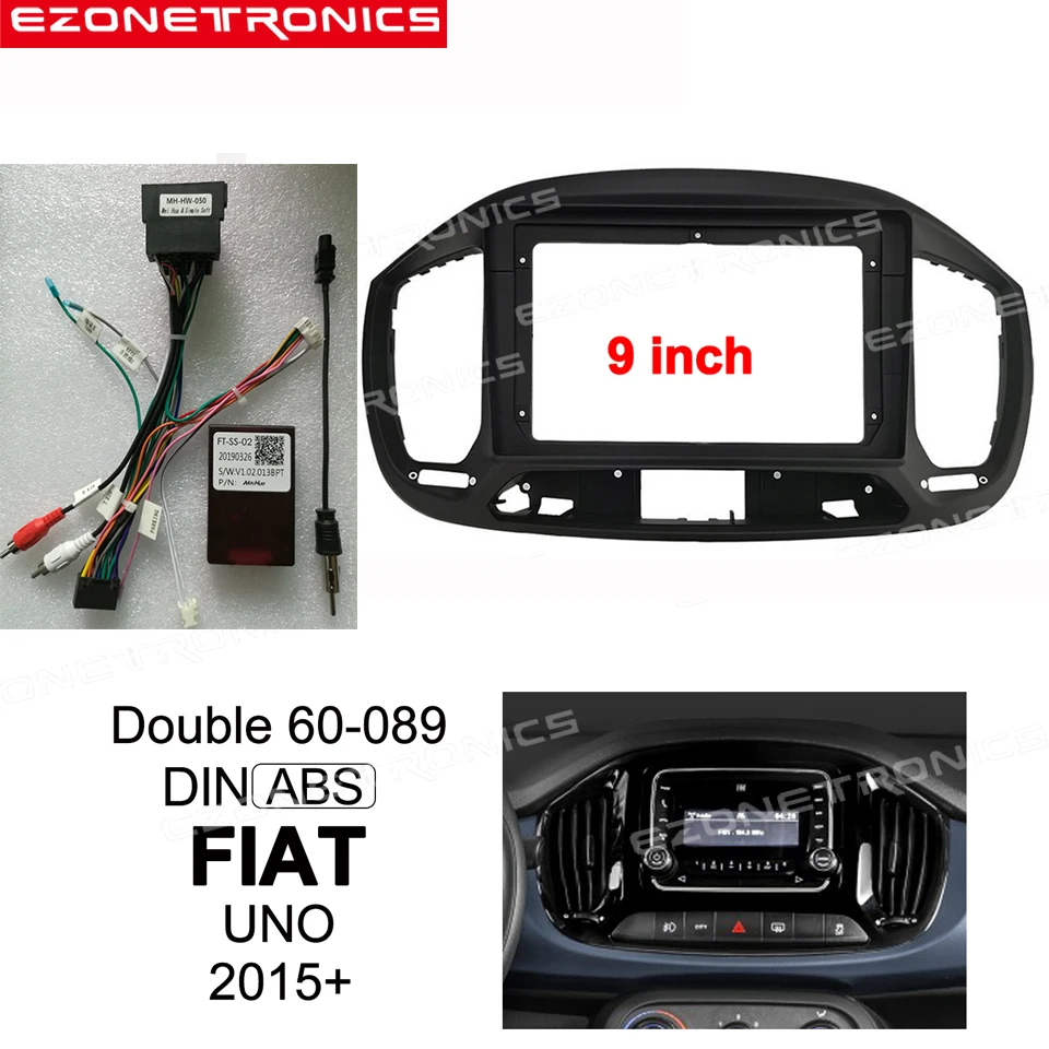 

1din 2Din Car DVD Frame Audio Fitting Adaptor Dash Trim Kits Facia Panel 9inch For Fiat UNO 2015+ Double din Radio Player