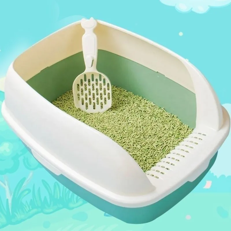 

Litter Box Cat Toilet Cat Litter Basin Splash-Proof Semi-Enclosed Kittens Deodorant Litter Scoop Cat Supplies 3kg Cat Suitable