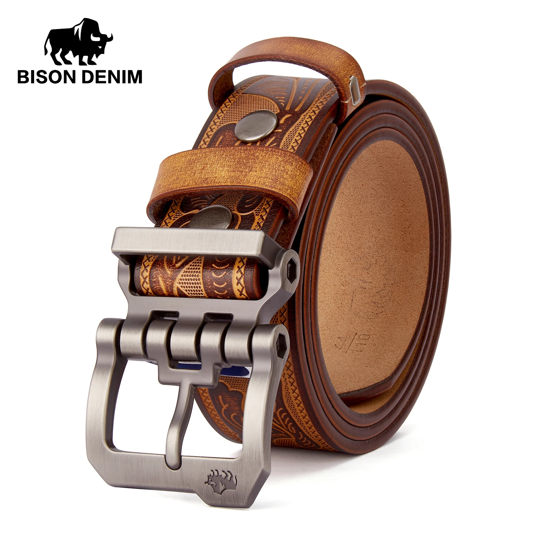 BISON DENIM Men Belt Vintage High Quality Genuine Leather Waist Strap Luxury Pin Buckle Male Belts for Jeans Free Shipping 2023