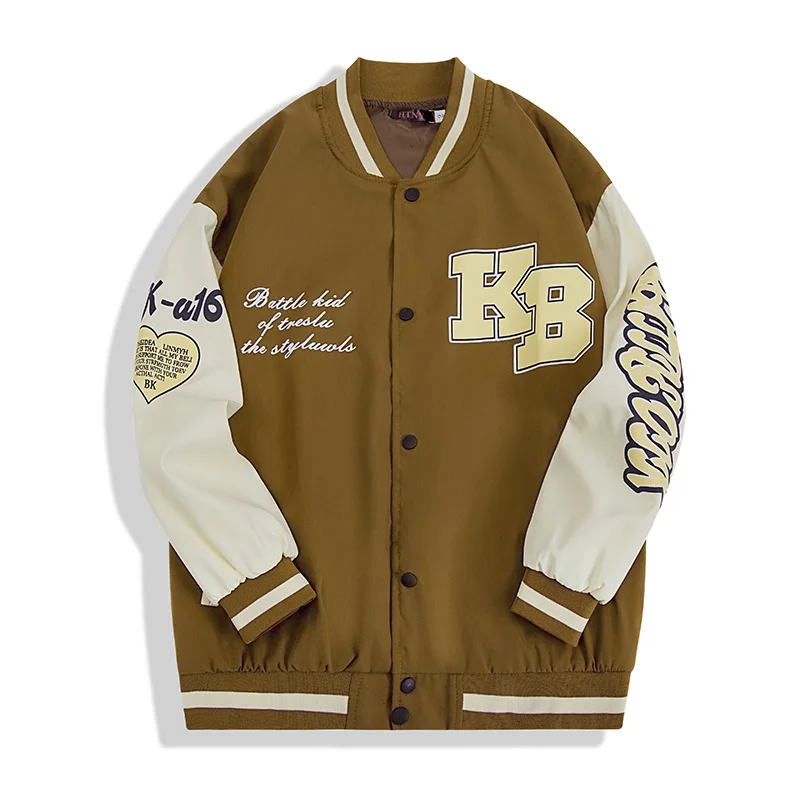 

ZOKI High Street Women Bomber Jacket Fashion Designed Letter Print College Style Sporty Coat Casual Baseball Uniforms Streetwear