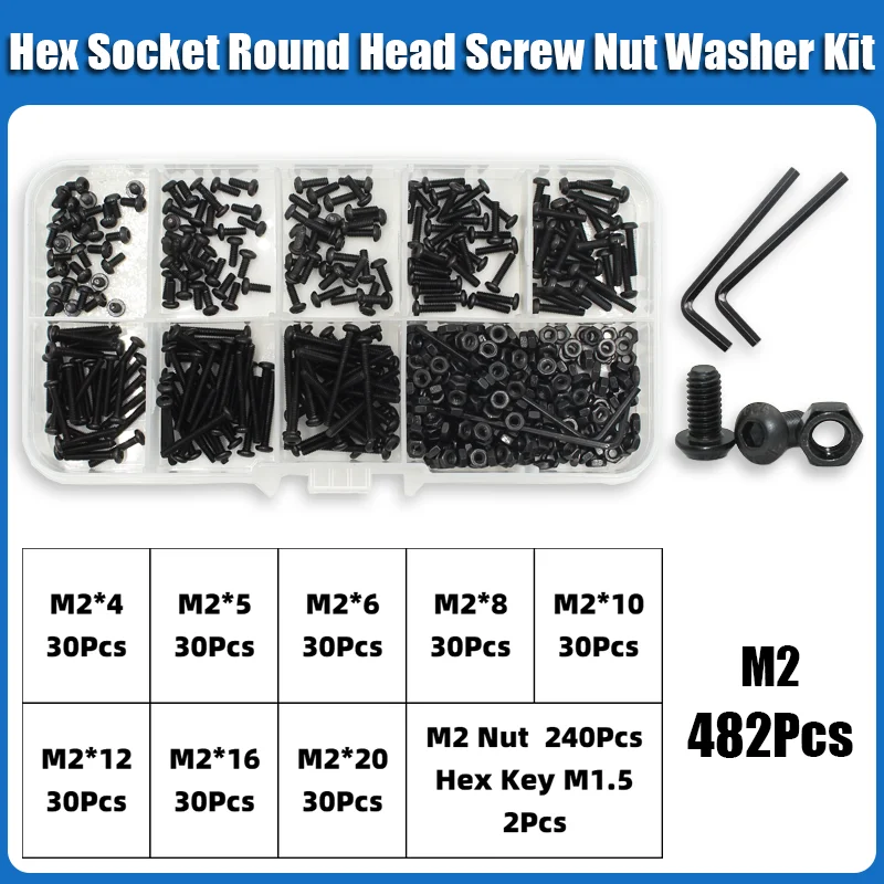 

Комплект винтов YMAX M2 M2.5 M3 M4 M5 M6 черные 10.9