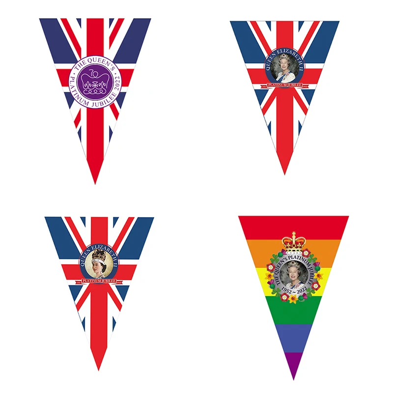 

Флаги Великобритании 15 дюймов, Платиновый юбилейный баннер, флаг королевы 70-го Союза Джека