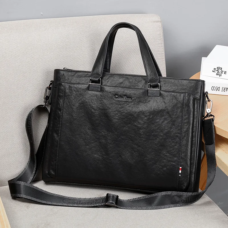 Leather Men Briefcase Luxury Laptop Bag Leather Briefcase shoulder men Business bag male  A4 briefcase document office bag