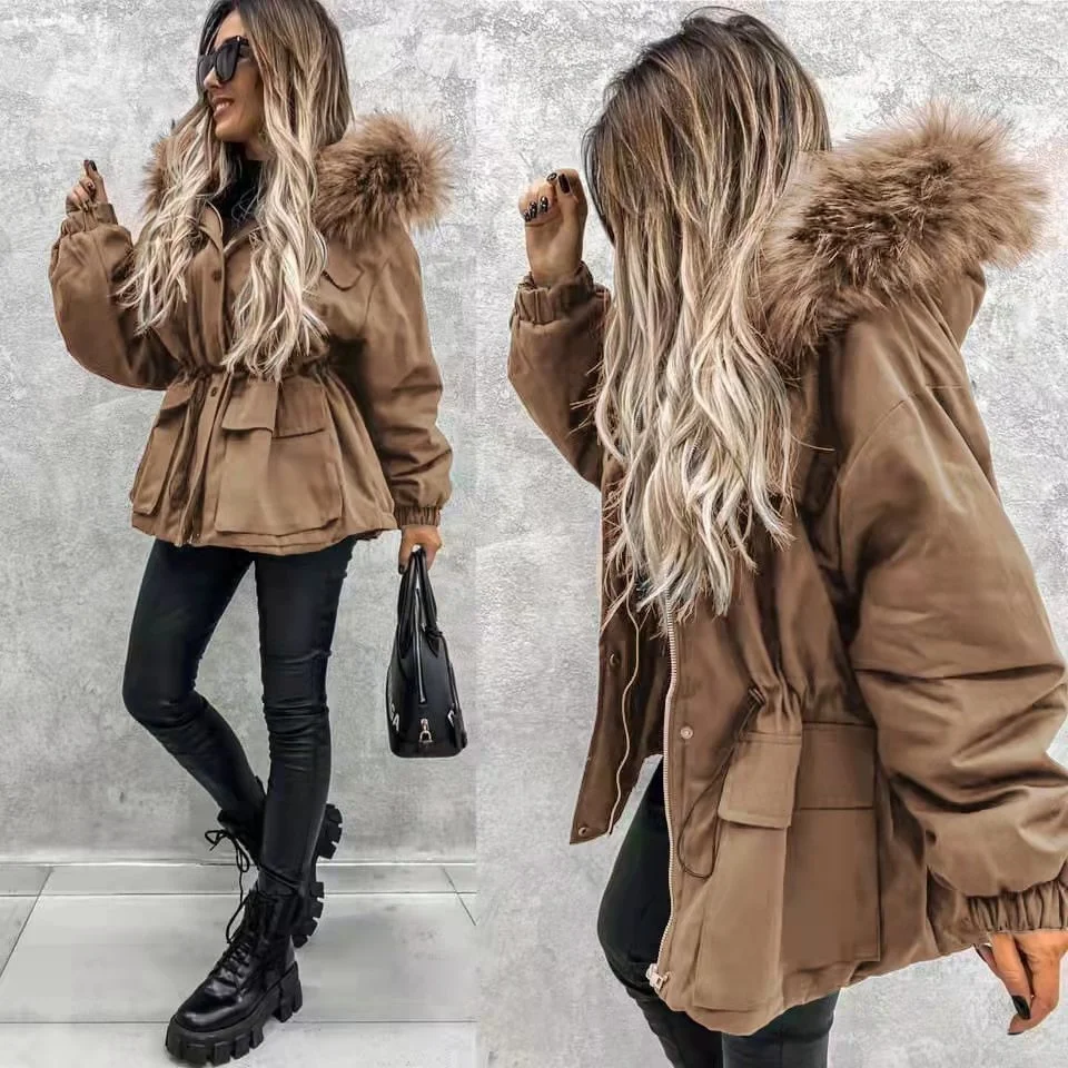 Women's Winter Coat Padded Warm Casual Faux Fur Hooded Outwear Women Clothing Thickening Long Jacket New Fashion Female Parkas