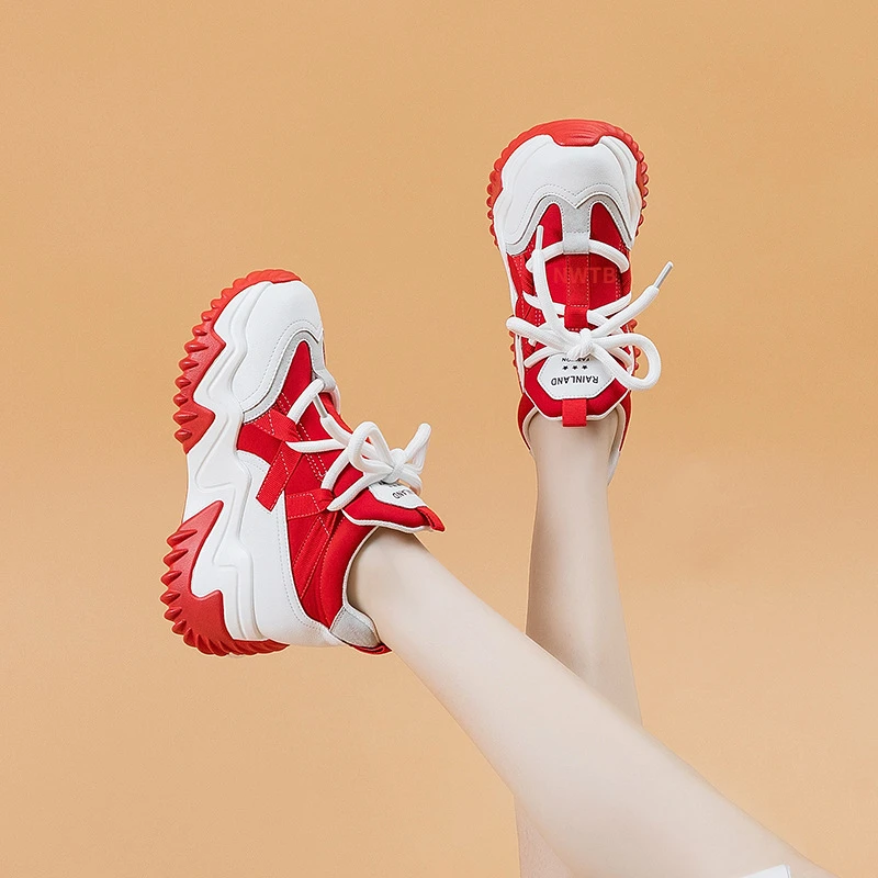 

Women Shoes Chunky Sneakers Platform Red Breathable Summer Shoes Women Fashion Sneakers Spring Luxury Designer Shoes for Women