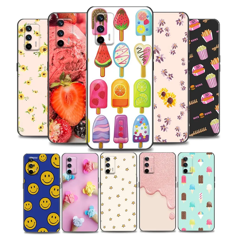 

Summer Ice Cream Smile Face Phone Case for Realme Q2 C20 C21 V15 5G 8 Pro 5G C25 GT Neo V13 5G X7 Pro Ultra C21Y Soft Silicone